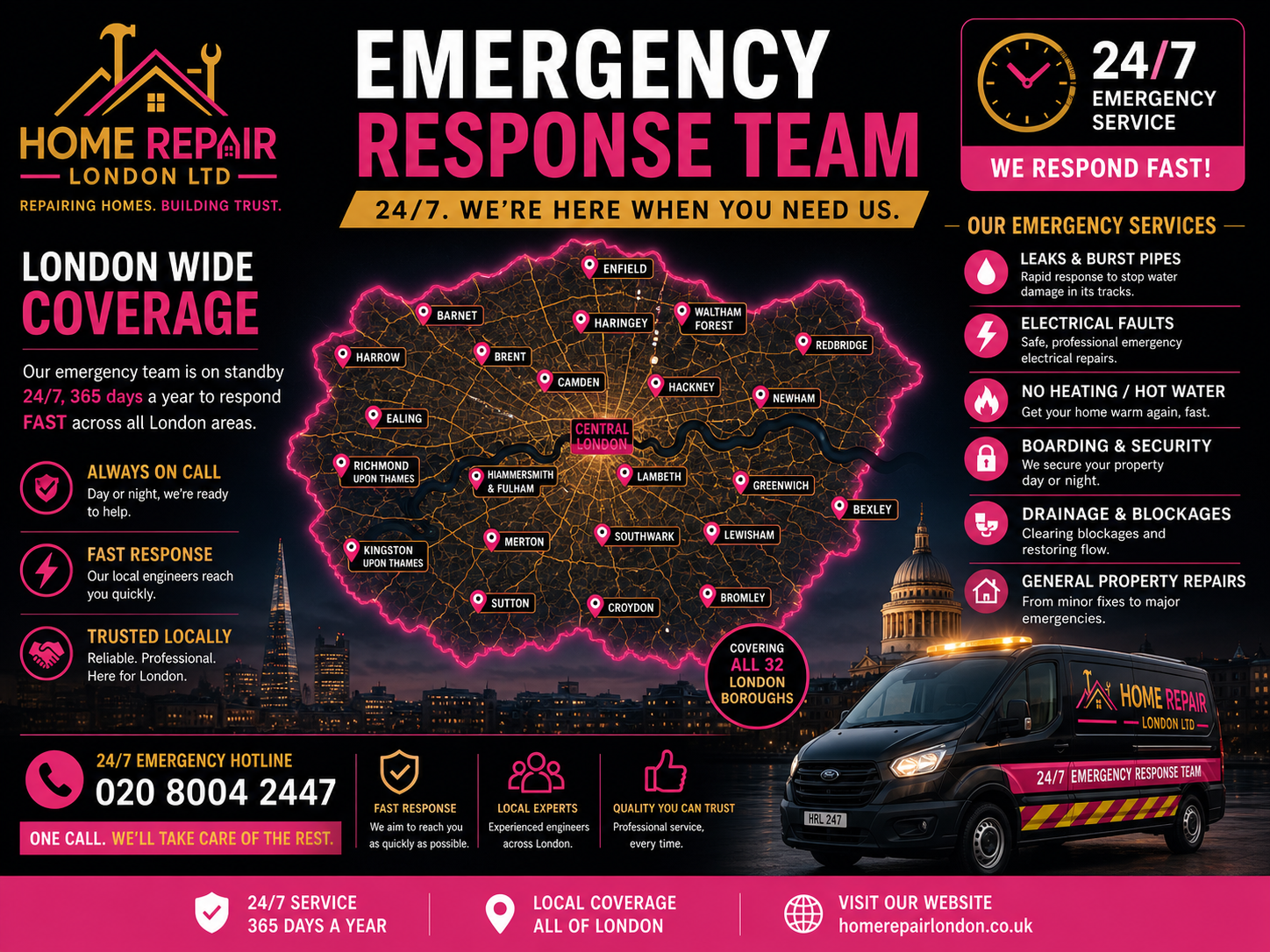 Home Repair London emergency response team covering all London boroughs